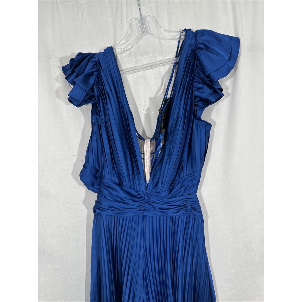 NWT IEENA Mac Duggal [ 12 ] 27361 Ruffe Cap Sleeve Cutout Pleated Jumpsuit S2046 - Picture 9 of 13